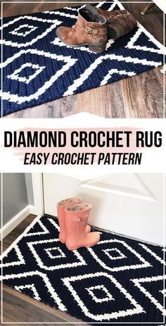 Crochet Rug Pattern, Crochet Diamond, Crochet Rug Patterns Free, Diamond Crochet, Crochet Rugs, Crochet Mat, Afghans Crochet, Crochet Carpet, Crochet Cushion Cover