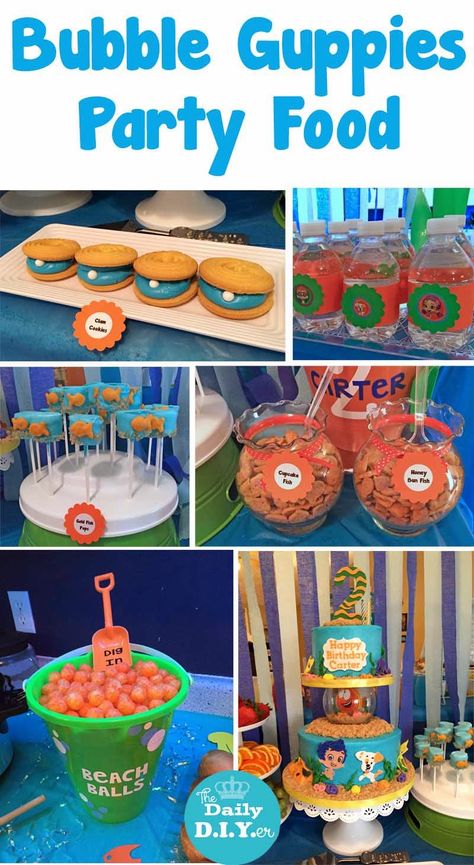 Sea Themed Party Food, Birthday Ideas Food, Bubble Guppies Themed Birthday Party, Bubble Guppies Birthday Party Ideas, Under The Sea Themed Party, Bubble Guppies Theme, Bubble Guppies Cake, Bubble Guppies Birthday Party, Bubble Guppies Party