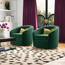 Etta Avenue™ Shelbi 31Cm W Velvet Armchair | Wayfair Velvet Barrel Chair, Green Velvet Chair, Velvet Wingback Chair, Chair Wood, Swivel Barrel Chair, Velvet Chair, Velvet Armchair, Barrel Chair, Swivel Chair