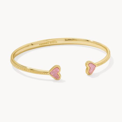 Pink And Gold Bracelet, Girly Christmas Gifts, Swimsuit Jewelry, Heart Stones, Hoof Print, Preppy Jewelry, Gold Cuff Bracelet, Jewelry Accessories Ideas, Gold Bracelet Cuff