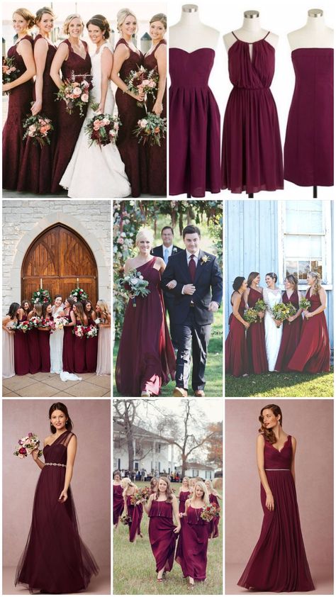 Burgundy/Marsala/Cabernet bridesmaid dresses. Cabernet Bridesmaid Dresses, Kelsey Rose, Wedding Color Combinations, Maroon Wedding, Burgundy Bridesmaid, Fall Wedding Colors, Bridesmaids And Groomsmen, Burgundy Wedding, Wedding Color