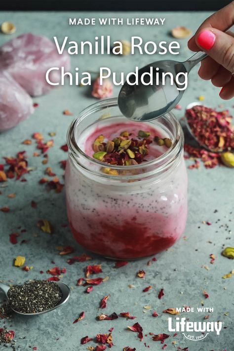 This recipe is so fetch! It’s October 3rd and we’re making vanilla rose chia pudding a thing. Simply soak chia seeds overnight with rose water, beetroot powder, and our plain whole milk plain kefir. Packed with Omega-3s, protein, and probiotics, this recipe is more than just pretty and pink. Chia Seeds Overnight, Chia Seed Jam Recipe, Soak Chia Seeds, Chia Seed Water, Vanilla Chia Pudding, Chia Recipe, Pink Coloring, Chia Pudding Recipes, Beetroot Powder