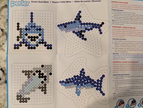 Perler Bead Shark, Shark Perler Beads, Shark Hama Beads, Shark Pearler Beads, Perler Fish Pattern, Fuse Beads Patterns Templates, Shark Kandi Pattern, Shark Perler Bead Pattern, Sea Creature Perler Bead Patterns