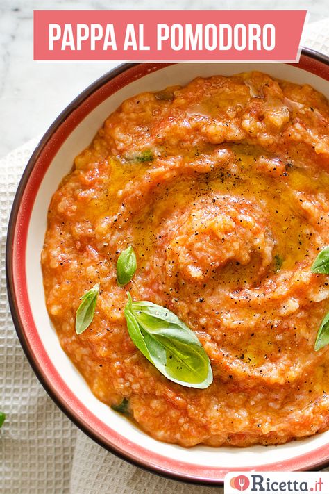 La pappa al pomodoro è un primo piatto della tradizione gastronomica toscana, preparato con pane raffermo, pomodori, aglio, basilico e olio extra vergine di olio. Pappa Al Pomodoro Toscana, Authentic Italian Recipes, Italian Recipes Authentic, Idee Pasto Sano, Authentic Italian, Brunch Recipes, Lasagna, Italian Recipes, Comfort Food