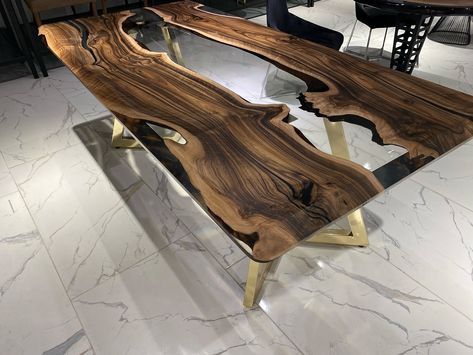 New Clear Epoxy Table, Dm For details #epoxytable #epoxywoodtable Ranch Table, Dining Table For 2, Furniture Refinishing Ideas, Table Top Wood, River Dining Table, Diy Resin Table, Resin Dining Table, Resin And Wood Diy, Epoxy Dining Table