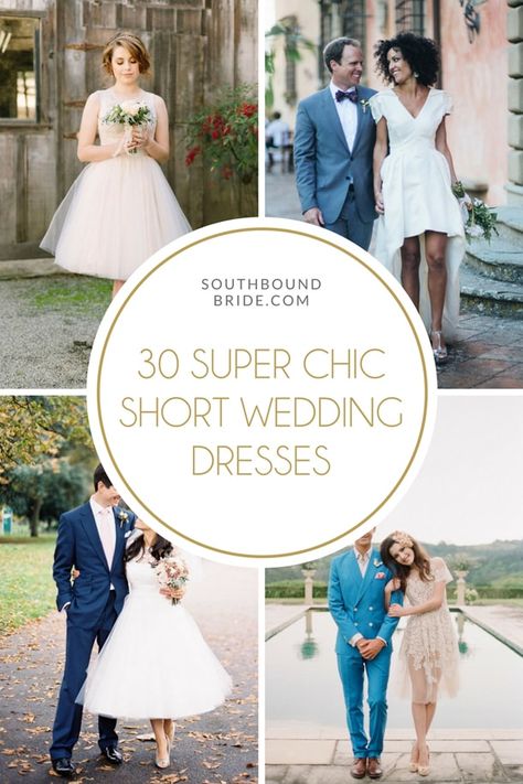 30 Super Chic Short Wedding Dresses | SouthBound Bride 1920s Short Wedding Dress, Shoes For Short Wedding Dress, Summer Short Wedding Dress, Casual Beach Wedding Dresses Short, Floral Short Wedding Dress, Short Wedding Dresses 2023, Non Traditional Wedding Dress Short, Short Summer Wedding Dress, Non Traditional Wedding Dress Casual