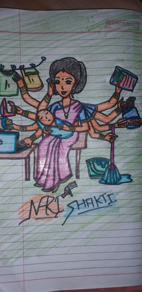 Nari Shakti Poster, Easy Drawings, Drawings, Quick Saves