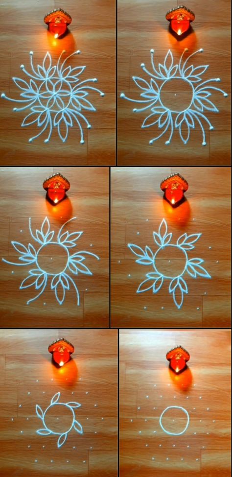 Small Free Hand Rangoli, Small Kolam, Churidar Neck, Very Easy Rangoli Designs, Dots Rangoli, Easy Rangoli Designs Diwali, Churidar Neck Designs, Rangoli Designs Latest, Simple Rangoli Border Designs