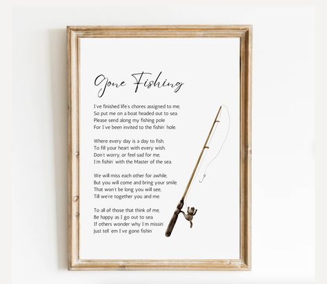 Gone Fishing Poem Ready to Print, Celebration of Life Poem for Fisherman, Funeral Memorial Poem, Memorial Table Poem, Remembrance Poem by Traditionalevashop on Etsy Celebration Of Life Poems, Celebration Of Life Table Ideas, Memorial Sayings, Remembrance Poem, Memorial Songs, Remembrance Poems, Memorial Table, Memorial Wall, Memory Table