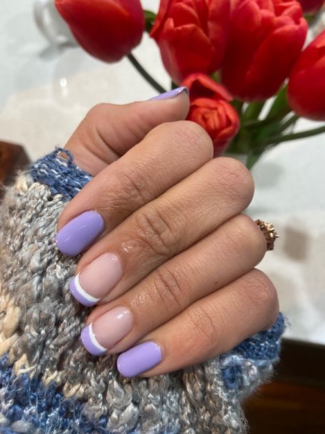 Lilac Nails Design Short, Lilac Spring Nails, Lilac French Tip Nails, Really Short Nails, Lilac Nails Design, French Tip Toes, Minimal Nails Art, Lilac Nails, 2024 Nails