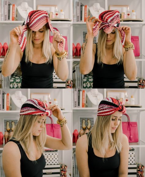 Houston Beauty blogger Uptown with Elly Brown shares 3 Ways to Wear A Headscarf this Spring that will leave you longing for warmer weather! Head Scarf Hairstyles, Summer Head Scarf, Summer Hair Tutorials, Hairstyles For Short Hair Summer, Beach Hairstyles For Short Hair, Short Hair Summer, Lob Styling, 3 Ways To Wear, Hair Waver