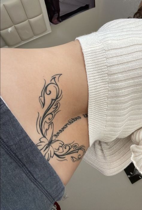 Lower Tattoo, Lower Back Tattoo Ideas, Butterfly Lower Back Tattoo, Lower Belly Tattoo, Classy Tattoos For Women, Stitch Tattoo, Unalome Tattoo, Henna Tattoo Designs Hand, Stylist Tattoos