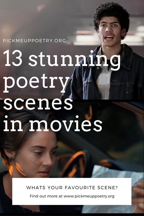 These are my top poetry scenes, in no particular order. A few of these scenes are available on YouTube, but I do not think the clips do them any justice, so if you have a weekend to burn, I highly recommend watching the movies if you can find them. Reading Scenes In Movies, Poetry In Movies, Poetic Devices, Romantic Drama Film, Poetry Prompts, Open Mic, Writing Characters, Science Fiction Film, Laughing And Crying