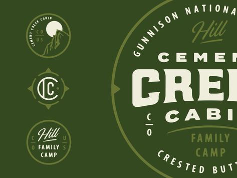 Cement Creek Cabin Secondaries by Mauricio Cremer | Dribbble | Dribbble Cabin Branding, Cabin Logo, Creek Logo, Fiverr Logo, Event Programs, Trendy Logos, Self Branding, Type Inspiration, Logo Set