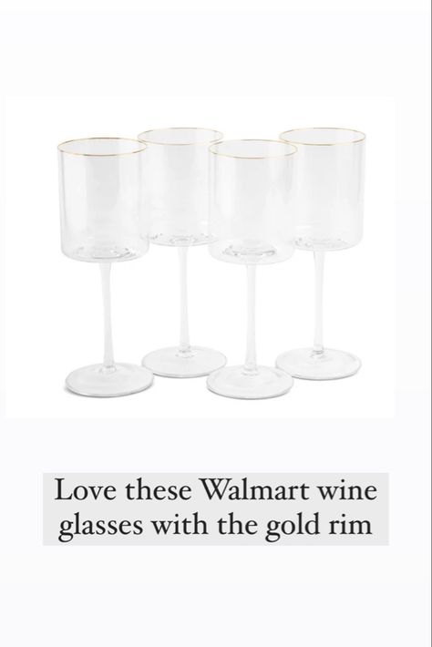 Wine glasses with gold rims Affordable Kitchen, Kitchen Essentials, Thyme, Wine Glasses, Wine, Tableware, Glass, Gold