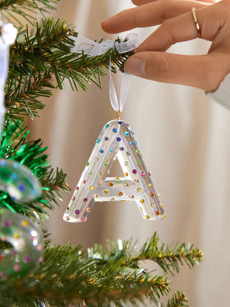 Add some vibrant hues to your holiday décor with the Color In the Season Initial Ornament. Featuring the letter of your choosing in a bold, bubble-letter font, this festive ornament is embellished with dainty multicolored stones for added sparkle. Give as a gift (or treat yourself) to an ornament that will bring joy to any home this holiday. Initial Christmas Ornaments, Initials Ornament, Bubble Letter, 20 Off Sale, Prime Time, The Night Before Christmas, Christmas Mood, Acrylic Earrings, Free Coloring Pages