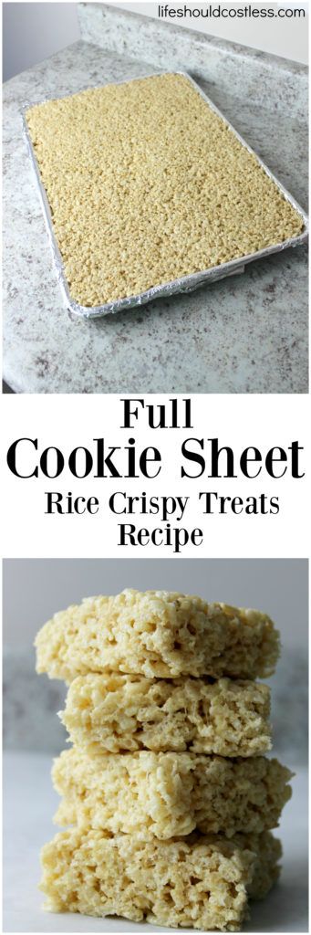 Full cookie sheet rice crispy treats recipe.. Crispy Treats Recipe, Rice Crispy Treats Recipe, Bake Sale Treats, Popular Dessert, Bake Sale Recipes, Krispie Treats Recipe, Cereal Treats, Popular Desserts, Feed A Crowd