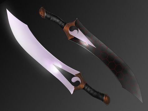 Kanshou and Bakuya - the twin short swords used by Archer in the "Fate/Stay Night" anime series. #Fate #FateAnime #Archer #FateArcher #Swords #Anime Fate Archer, Shirou Emiya, Fantasy Props, Cool Swords, Dungeons And Dragons Homebrew, Cool Knives, Stay Night, Fate Stay Night, Yin Yang