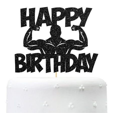 Fitness Cake Topper Happy Birthday Sign Cake Decorations for Men Boy Weight Lifting Gym Fitness Themed Birthday Party Supplies Black Glitter Decor Fitness Party Theme, Fitness Party Theme Decorations, Gym Birthday Party Ideas, Happy Birthday Fitness, Sports Theme Birthday Party, Men Birthday Party, Fitness Cake, Gym Cake, Theme Birthday Cake