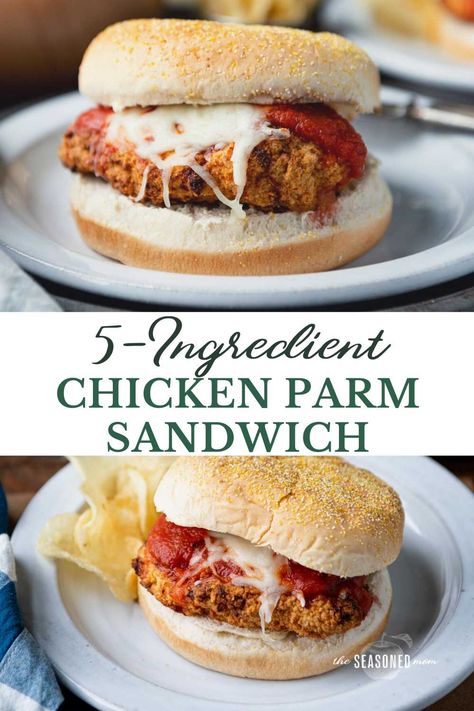 Chicken Parmesan Sandwich Recipe, Parmesan Sandwich, Chicken Patty Recipes, Baked Chicken Parm, Chicken Parmesan Sandwich, Chicken Parmesan Recipe Easy, Healthy Chicken Parmesan, Healthy Baked Chicken, Breaded Chicken Breast