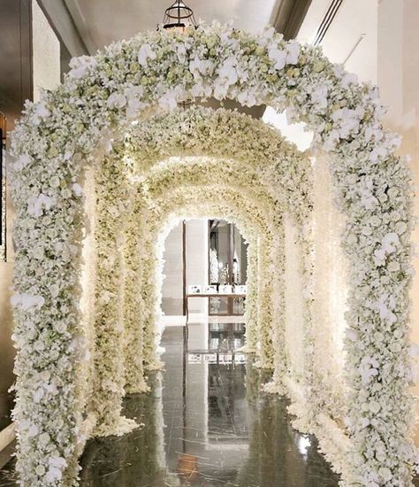 Entrance/aisle Wedding Entrance Photo, Wedding Entrance Decor, Venue Decorations, Wedding Entrance, Entrance Decor, Glamorous Wedding, Wedding Aisle, Wedding Stage, Ceremony Decorations