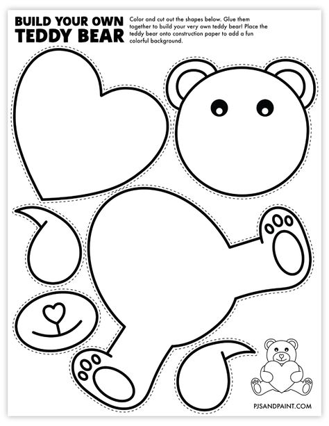 Build A Bear Printable, Heart Arts And Crafts For Kids, Crafts For Tk, Arts And Crafts For Grade 1, Teddy Day Craft, Valentine’s Day Crafts For Kinder, Educational Activities For Preschoolers Free Printables, Build A Animal Free Printable, Teddy Bear Arts And Crafts