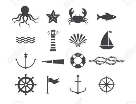 Nautical symbols Nautical Symbols Tattoo, Pirate Symbols Tattoo, Nautical Finger Tattoo, Sailing Symbols, California Tattoos, Nautical Symbols, Pirate Symbols, Nautical Tattoos, Navy Emblem