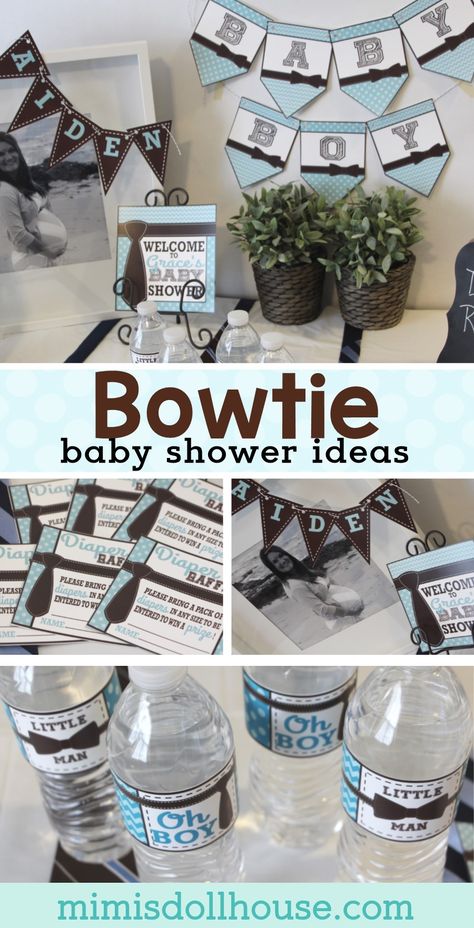 Baby Shower: Ties and Bowties, Oh My! Looking for a fun baby shower theme for a sweet little man?  I'm sharing a sweet little baby boy shower today.  Check out all of my boy baby shower items and inspiration. via @mimisdollhouse Fun Baby Shower Themes, Boy Shower Themes, Baby Shower Food For Girl, Baby Shower Ideas For Boys, Trendy Baby Shower Themes, Baby Shower Items, Baby Shower Cakes For Boys, Trendy Baby Shower Ideas, Baby Shower Decorations For Boys