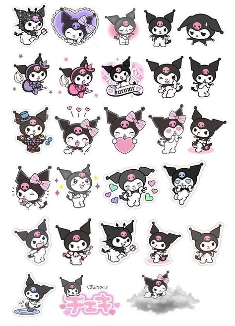 Kuromi Stickers Printable, Printable Sticker Sheets, Stickers Printable, 10th Birthday, Printable Stickers, Sticker Set, Sticker Sheets, Purple, Birthday