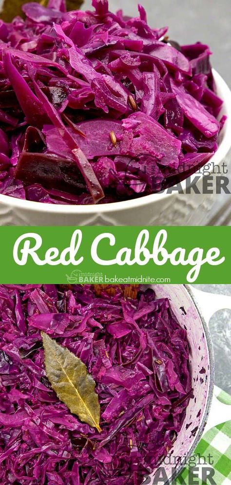 Delicious accompaniment to your pork dinners. Easy to make. #pork #redcabbage #sidedishrecipes German Red Cabbage Recipe, Purple Cabbage Recipes, Sauteed Red Cabbage, German Red Cabbage, Red Cabbage Recipe, Braised Pork Chops, Ham And Cabbage, Kielbasa And Cabbage, Red Cabbage Recipes