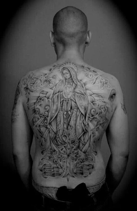 BLACK & WHITE VIRGIN MARY BACK PIECE Jesus Tattoo Design, Tattoo Sleeve Filler, Virgin Mary Tattoo, Mary Tattoo, Mexican Art Tattoos, God Tattoos, Forarm Tattoos, Cool Chest Tattoos, Jesus Tattoo