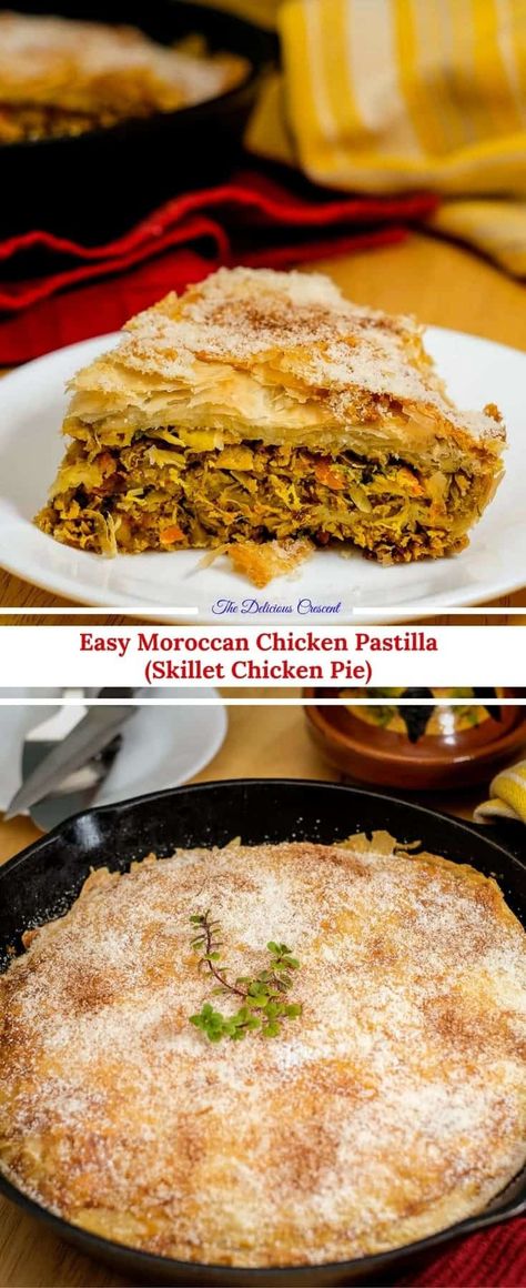 Moroccan Pastilla, Chicken Pastilla, Baking Snacks, Filo Dough, Moroccan Recipes, Pie Pastry, Moroccan Dishes, Moroccan Chicken, Baked Dinner