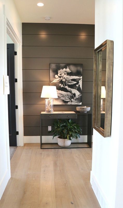 Salt Lake City Parade of Homes 2017 Recap Benjamin Moore Kendall Charcoal, Kendall Charcoal, Shiplap Accent Wall, Accent Wall Colors, Ship Lap Walls, A Living Room, Benjamin Moore, Wall Color, Home Fashion