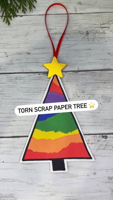 Scrap Paper Christmas Trees, Christmas Tree Scraps Diy, Ripped Paper Christmas Tree, Torn Paper Christmas Tree, Christmas Paper Craft, Christmas Crafts For Toddlers, Preschool Christmas Crafts, Paper Christmas Tree, Paper Tree