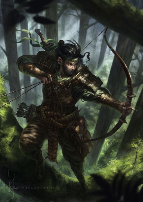 Archer Characters, Illustration Fantasy, Bow And Arrow, Human Male, High Fantasy, Fantasy Warrior, Fantasy Rpg, Fantasy Inspiration, Medieval Fantasy