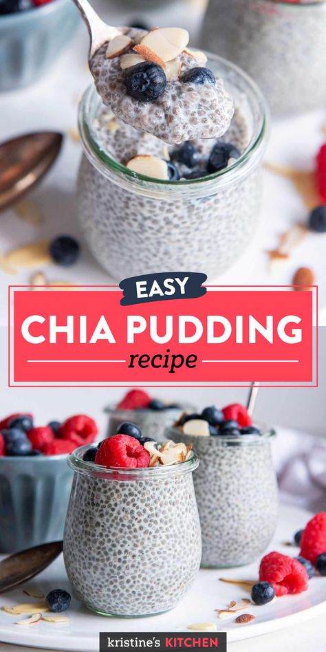 This Chia Seed Pudding is easy to make, healthy, and perfect for meal prep! You can customize this simple recipe with different mix-ins and toppings (see ideas in the notes below). Enjoy chia pudding for breakfast, a snack or even dessert! Chia Seed Pudding Coconut Milk, Cacao Powder Recipe, Chocolate Chia Pudding Recipes, Homemade Nut Milk, Chocolate Chia Seed Pudding, Chocolate Chia Pudding, Healthy Food Habits, Chia Seed Recipes, Chia Pudding Recipes