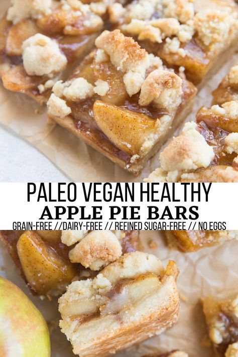 Paleo Apple Dessert, Sugar Free Apple Pie, Paleo Apple Pie, Apple Pie Bars Recipe, Healthier Baking, Paleo Christmas, Flourless Desserts, Paleo Apple, Vegan Apple Pie