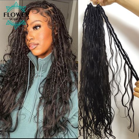 Body Wave Crochet Boho Locs With Human Hair Curls Knotless Braid Goddess Locs Pre Looped Crochet Locs With Human Hair Curls, Locs With Human Hair, Pre Looped Crochet Hair, Knotless Braid, Wave Crochet, Boho Locs, Hair Curls, Goddess Locs, Crochet Boho