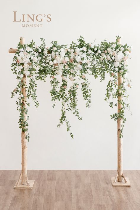 Planning on a having a beautiful wedding arch for your big day? Don't forget about flowers and decor for your wedding arch! Our wedding arch hanging vines and flowers are simple yet elegant and can be used for both a round arch or a square arch. When you purchase your wedding arch flowers from Ling's moment, we will teach you how to make your wedding arch look beautiful whether your wedding is at the beach or in a chapel. Diy Wedding Arch Flowers, Simple Wedding Arch, Wedding Flower Arch, Alter Flowers, Diy Wedding Arch, Small Weddings Ceremony, Wedding Alters, Round Arch, Wedding Arch Flowers