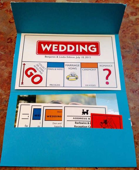 Monopoly wedding invitation Original Wedding Invitations, Funny Wedding Pictures, Wedding Invitations With Pictures, Funny Wedding Invitations, Marriage Romance, Creative Wedding Invitations, Wedding Address, Creative Invitations, Marriage Vows