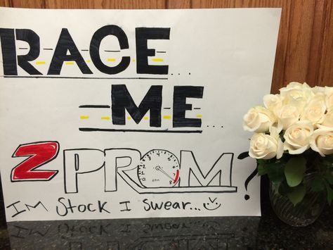 Car Guy Promposal Ideas, Race Car Promposal Ideas, Car Hoco Poster, Promposal Car Ideas, Fast And Furious Promposal, F1 Promposal Ideas, Cars Homecoming Proposal, Carhartt Promposal, Motorcycle Promposal