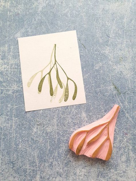 Mistletoe Twig Rubber Stamp for Winter Wishes, Mistletoe Branch Stamp for December Daily Journal, Christmas Stationery, Seasonal Paper - Etsy Homemade Stamps, Holly Branch, Linoleum Print, Hand Carved Stamps, Winter Wishes, Stamp Carving, Linocut Art, Paper Lovers, Christmas Stationery