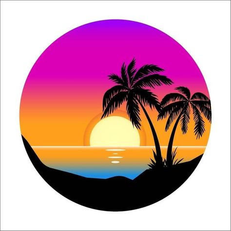 Art Painting Sunset, Whatsapp Logo, Palm Tattoos, Painting Sunset, Oil Pastel Drawings, The Palms, Tableau Art, Sunset Art, Nature Art Painting