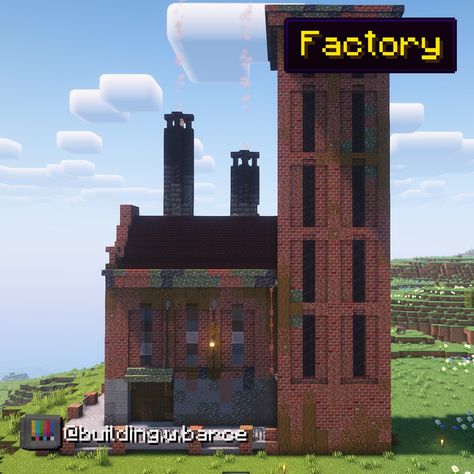 Minecraft run-down industrial building design with smoke stacks Minecraft Factory Building Ideas, Minecraft Industrial Building Ideas, Industrial Minecraft House, Minecraft Factory Design, Industrial Minecraft Builds, Minecraft Industrial Building, Minecraft Warehouse, Minecraft Factory, Factory Building Design