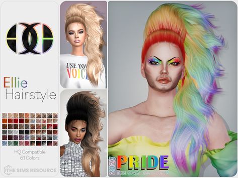 The Sims Resource - Pride 2023 - Ellie Hairstyle Ellie Hairstyle, David Hair, Butterfly Hairstyle, Pride 2023, Drag Wigs, Double Buns, Sims 4 Teen, Cool Piercings, Best Sims