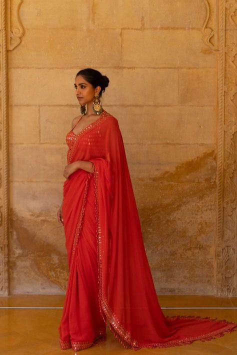 Arpita Mehta, Lehenga Style Saree, Mirror Border, Saree Georgette, Scoop Neck Blouse, South Silk Sarees, Wedding Saree Collection, Salwar Dress, Lehenga Style