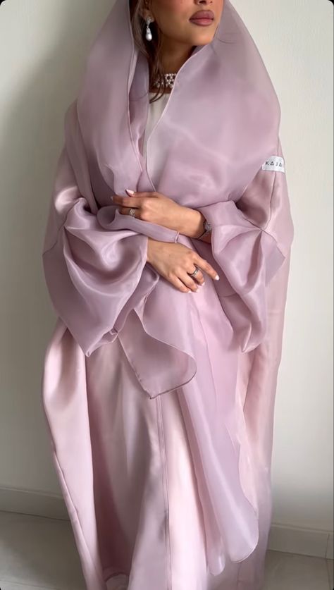 Lavender Abaya, Khaleeji Hijab, Organza Abaya, Khaleeji Abaya, Modesty Dress, Abaya Designs Latest, Abaya Outfit, Rich Aesthetic, Elegant Ball Gowns