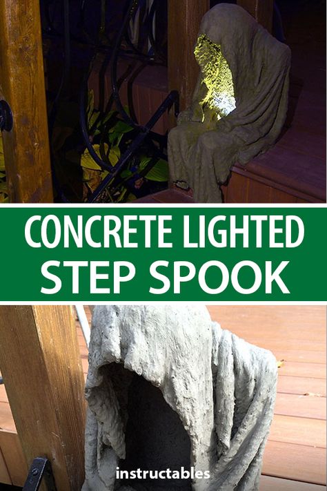 Diy Ghosts Outdoor, Front Yard Halloween Decorations, Ghost Ghoul, Paint Stir Sticks, Concrete Light, Halloween Ghost Decorations, Ghost Diy, Dimensional Art, Baby Food Jars