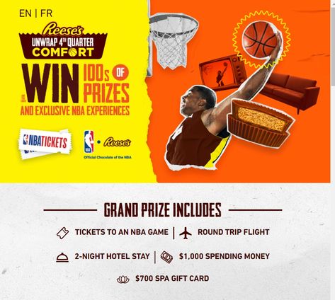 🎉Contest ALERT 🎉 Win trip to 2024/2025 NBA game in Toronto, ON. $12,500.00 (CDN),and 200 Reeses instant win prizes here 👉 👉 https://www.contestscoop.com/reese-canada-contest/ Good luck!~ 🍀 https://www.contestscoop.com/ #contestscoop #CAN🇨🇦 #giveaway #canadacontest #canadiangiveaway #entertowin #giveawaytime #sweepstake Spa Gift Card, Nba Game, Instant Win Games, Win A Trip, Giveaway Time, Win Prizes, Contest Winning, Favorite Candy, Kit Kat