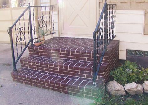 Brick Front Steps, Painting Brick, Painted Concrete Steps, Budget Makeover, Front Porch Makeover, Brick Steps, Home Improvement Show, Boys Bedroom Makeover, Room Addition